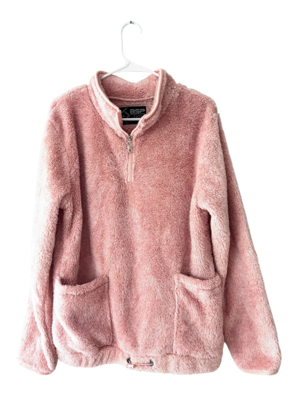 NWOT BSP Pink Sherpa Quarter Zip Pullover SZ L
